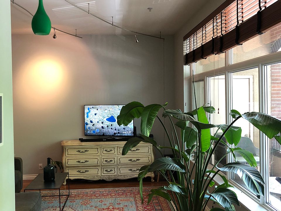 Windows look out to private balcony