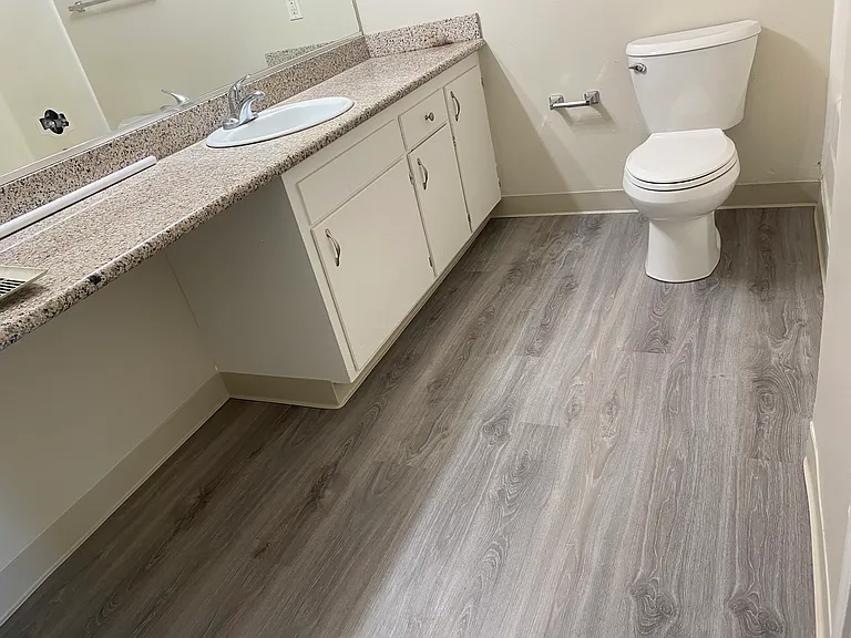 Granite counter top in the bathroom