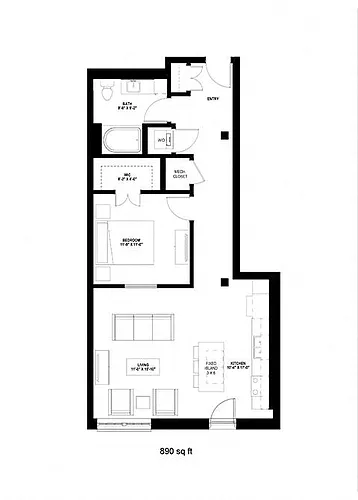 Floor plan One Bedroom - T
