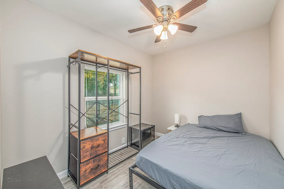 Dresser w/ drawers Wardrobe, Bed table w/ light, and Mini Fridge Included! FULL PRIVATE BATHROOM 
**Bedsheets provided** - Columbus Ave