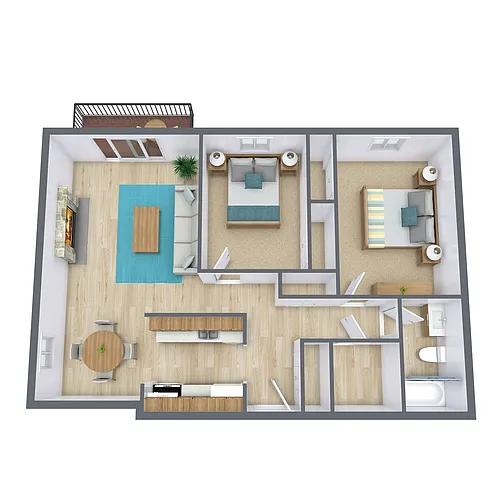 Floor plan Two Bedroom 21A