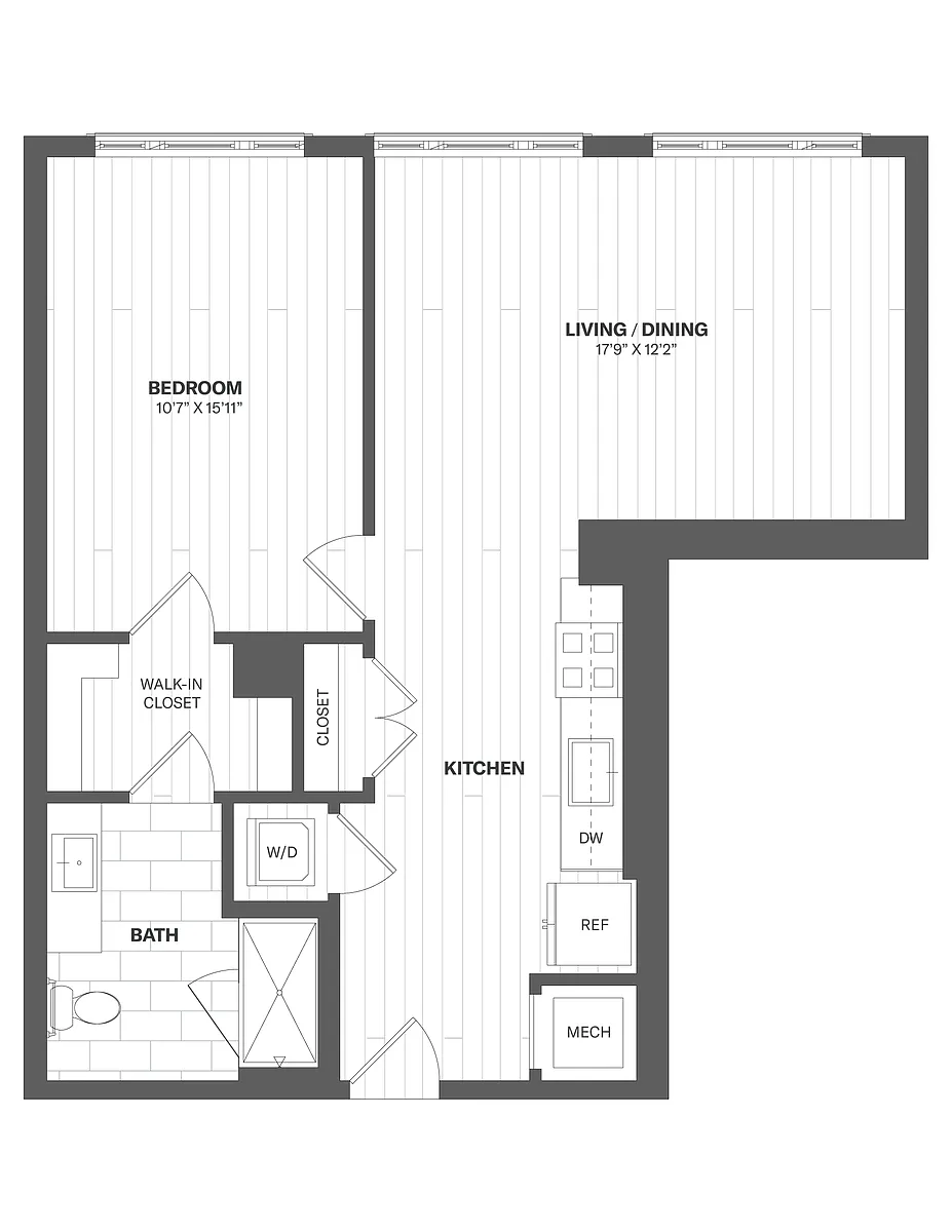 Floor plan 1J - 1 Bed/1 Bath