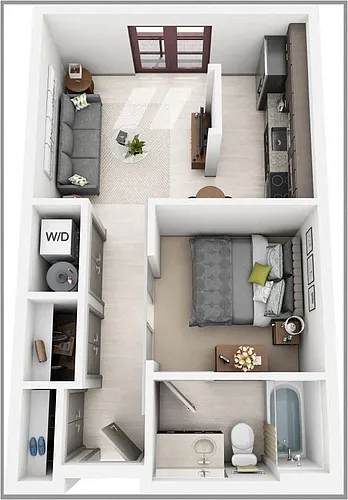 Floor plan Open 1 Bedroom (S1)