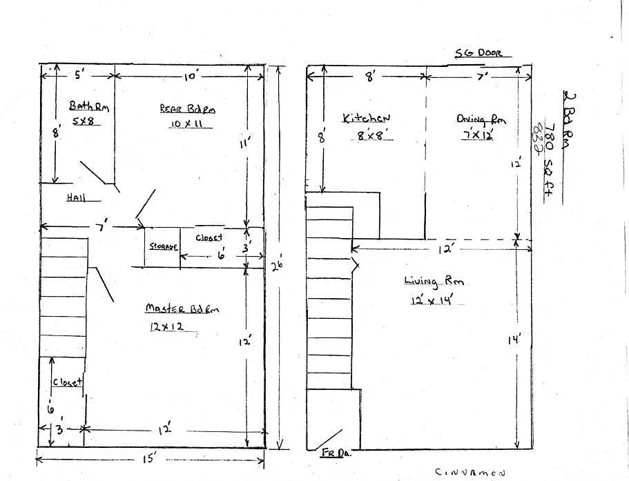Floor plan 2 Bed 1 Bath