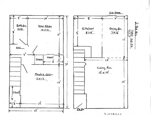 Floor plan 2 Bed 1 Bath