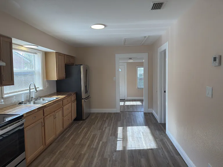 Kitchen with stainless steel appliances,