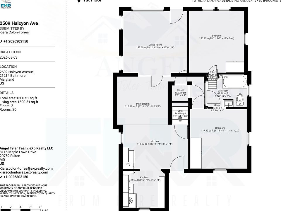 2 bed + 1 full bath on main floor