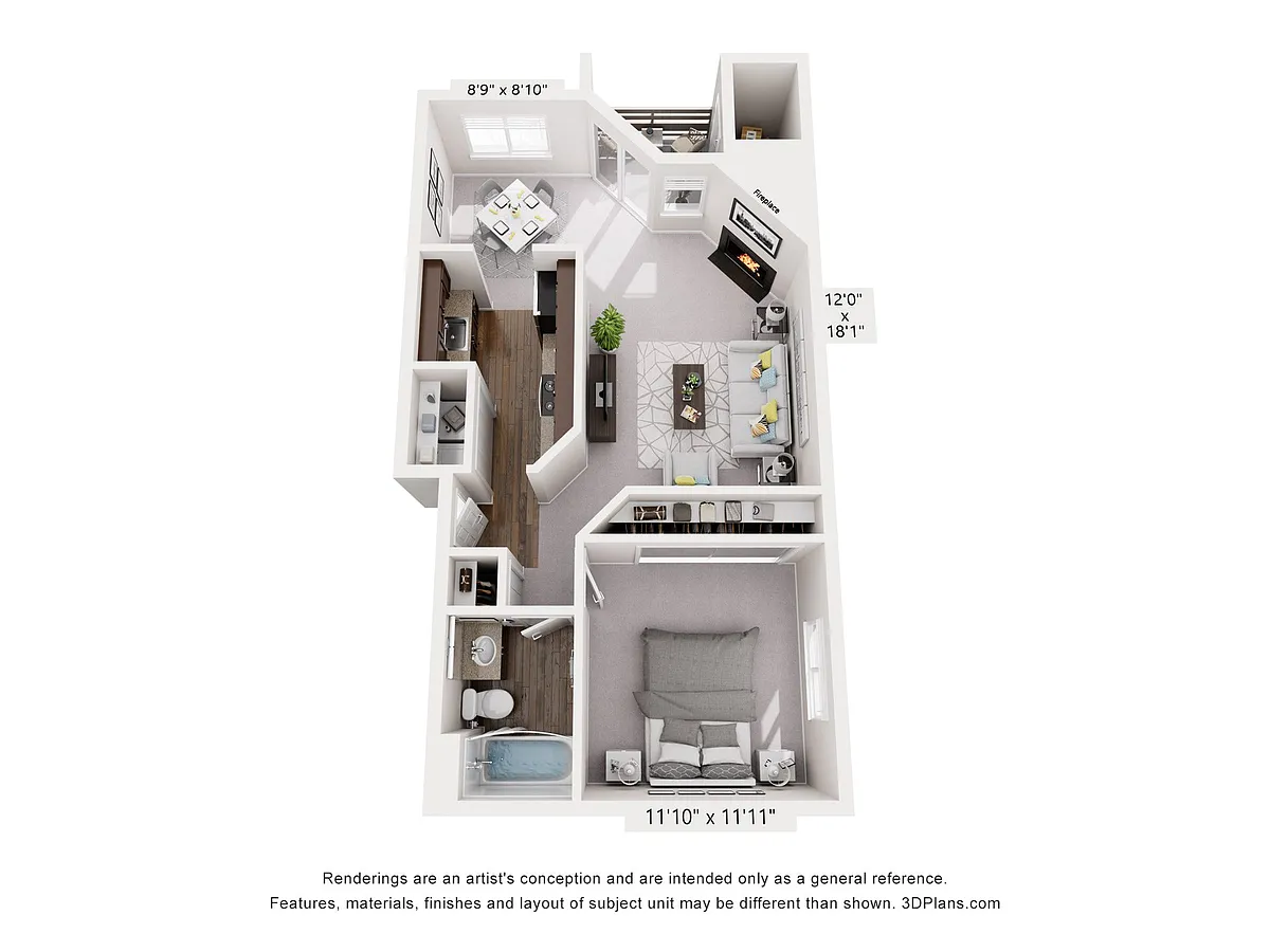 Floor plan 1 Bedroom 1 Bath