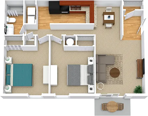 Floor plan 2BR 1BA Renovated