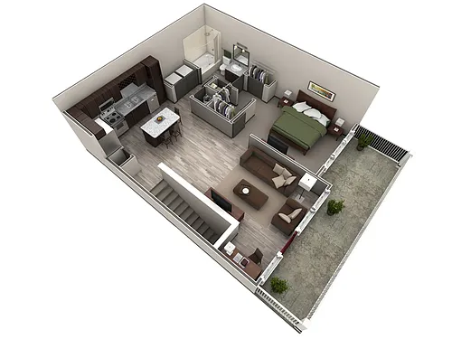 Floor plan 1 BR Designer Overlook