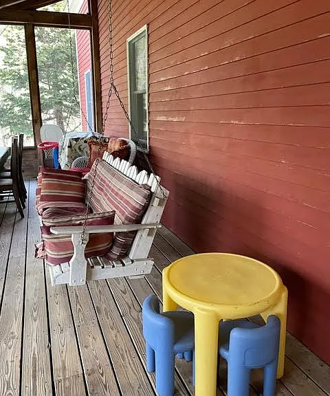 Decompress after work on the porch swing