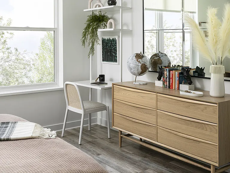Spacious apartment Bedroom with Wood Floors.