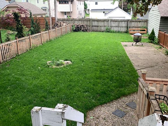 A stunning backyard for a city lot! The backyard buts up to an alley, so there is not a lot of traffic. A storage shed is included.