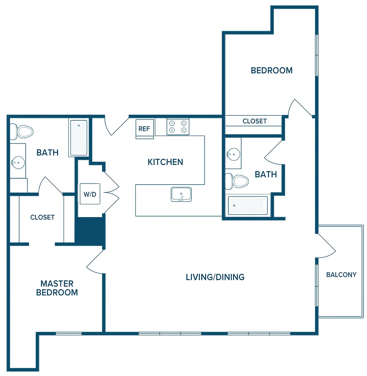 Floor plan 1025: 2 Bedroom A