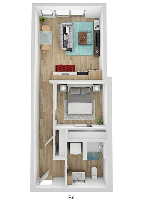 Floor plan Open 1 Bedroom A2
