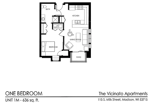 Floor plan 1 Bed, 1 Bath M