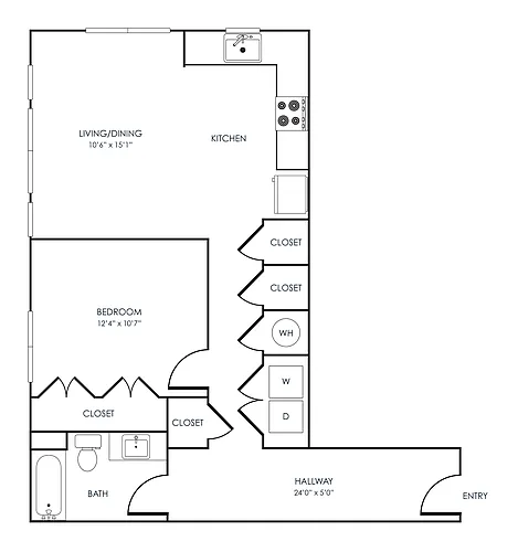 Floor plan 1 Bedroom 11C