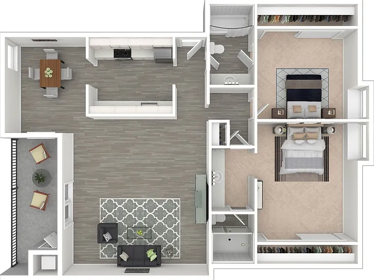 2 BD / 2 BA - 1,100 SF