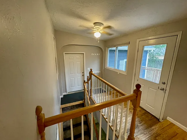 upstairs hall to porch and garage