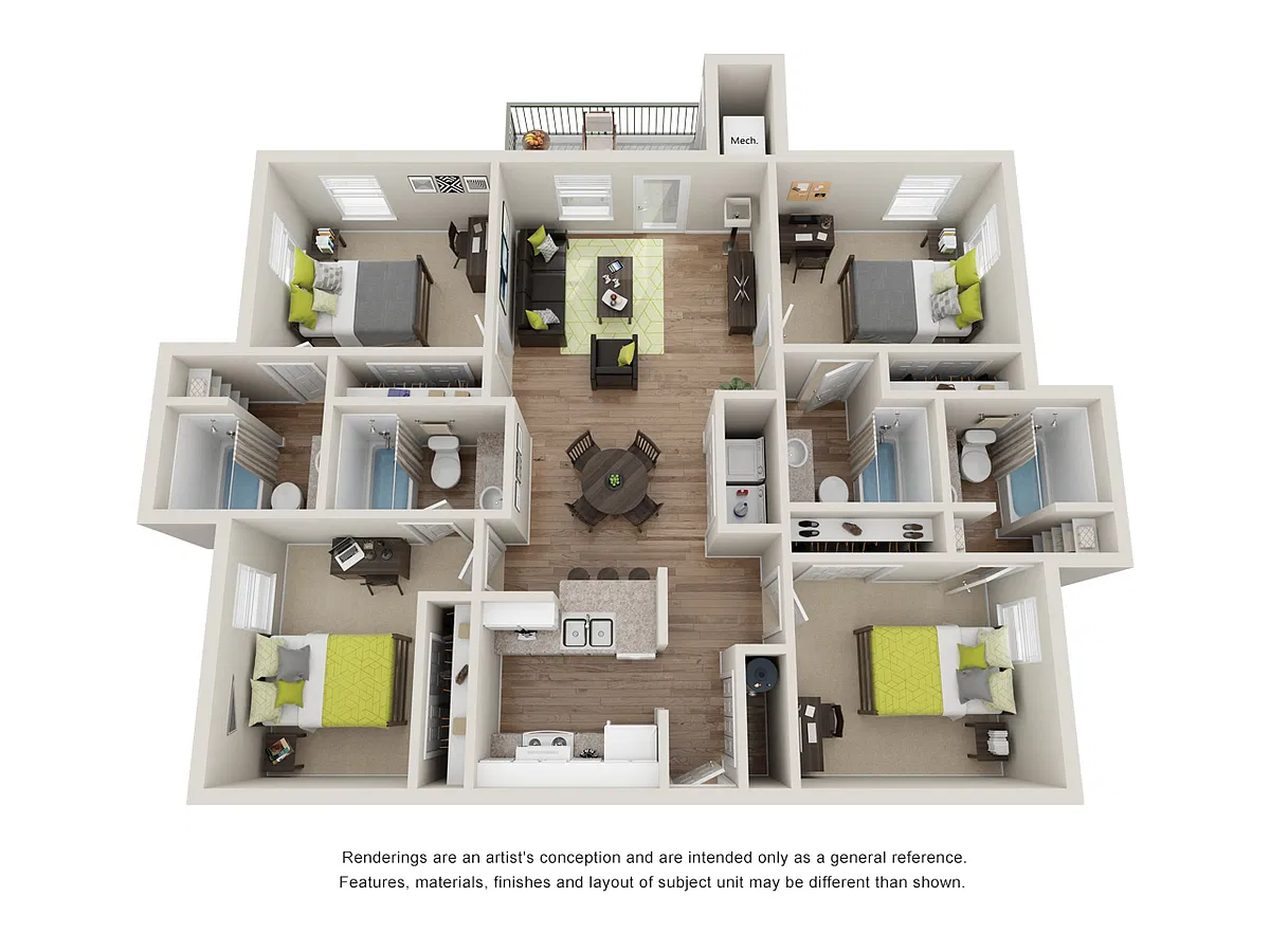 Floor plan 4 Bed 4 Bath Spartan
