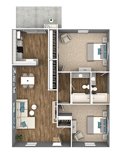 Floor plan 2 Bedroom 2 Bath