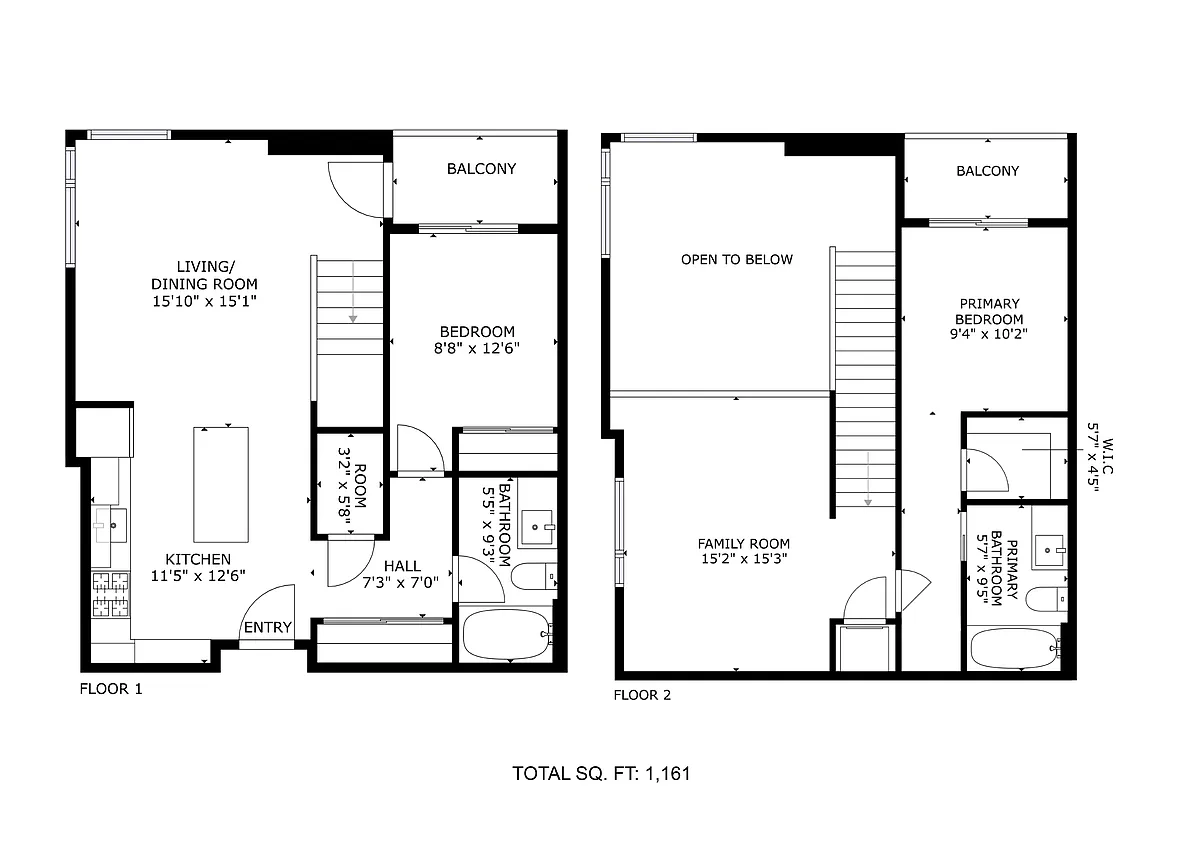 Floor plan Two Bedroom Two Bath LA