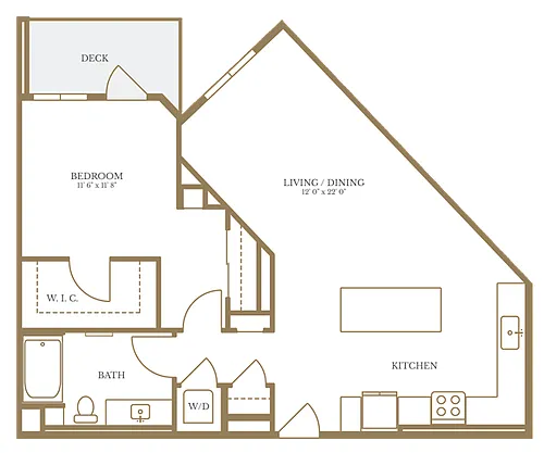Floor plan 1 Bed/1 Bath-14A