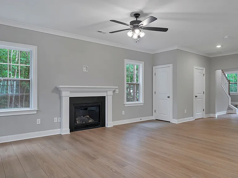 living room and hall closet and half bath door