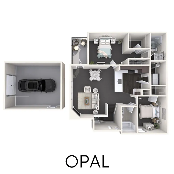 Floor plan OPAL 2 Bedroom 2 Bath Apartment