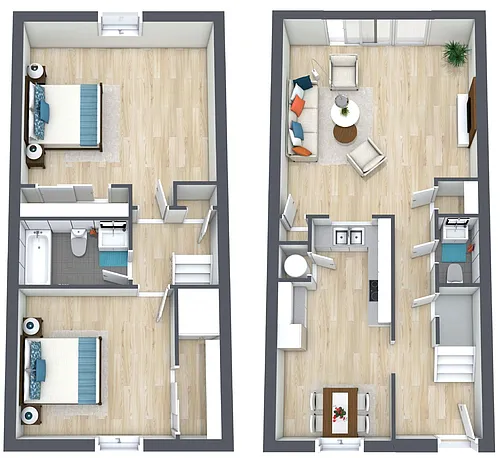 Floor plan 2BR - 1.5BTH TH Renovated