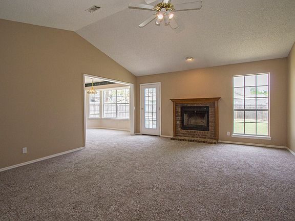 Family room with vaulted ceiling