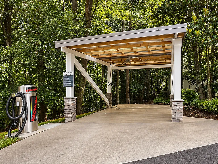 Keep your car pristine with our convenient on-site covered car wash and vacuum service.
