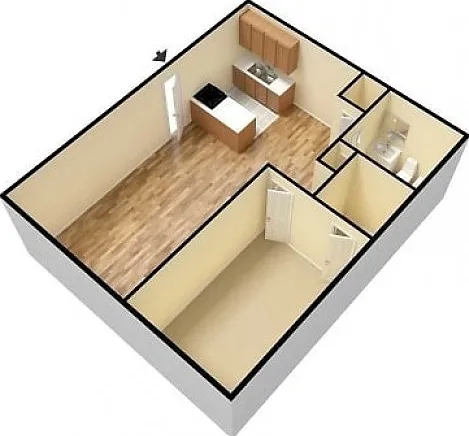 1 Bedroom Seminole Floor plan 3D 1 Bedroom Seminole Floor plan 3D