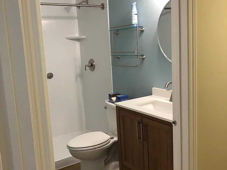1st Bathroom - completely remodeled, tub to walk in shower, new vanity & sink, mirror and lights