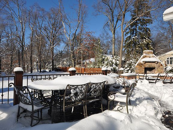 Deck and bluestone patio