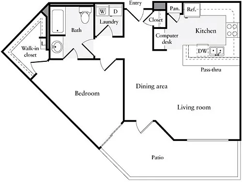 Floor plan 1 Bedroom E