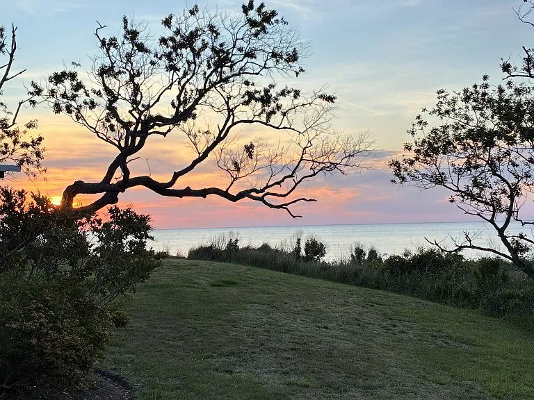 Sunrise view from side deck and bedroom