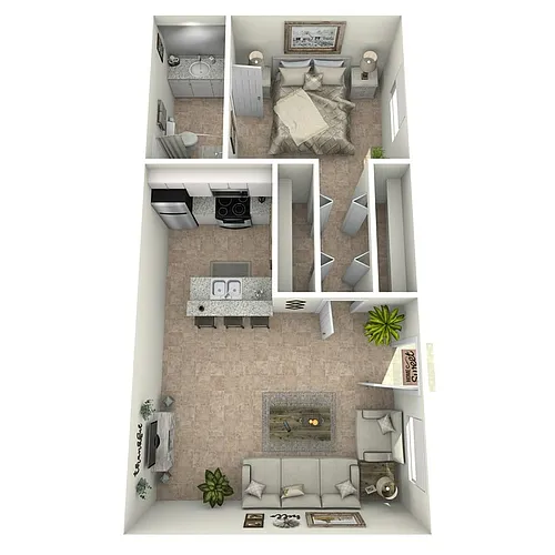 Floor plan 1X1 Granite & New Cabinets