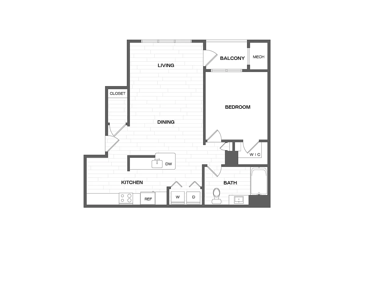 Floor plan 1 Bed/1 Bath-A1
