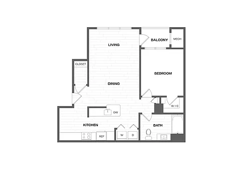 Floor plan 1 Bed/1 Bath-A1