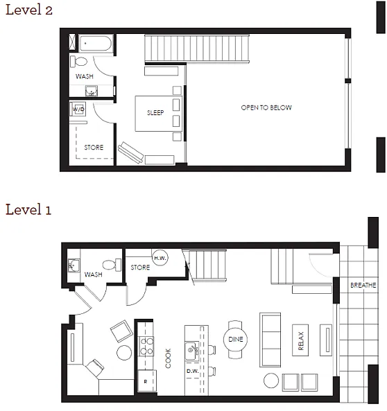 Floor plan 1x1.5 Open Loft