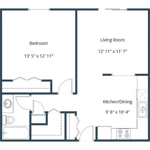 Floor plan One Bedroom 11B