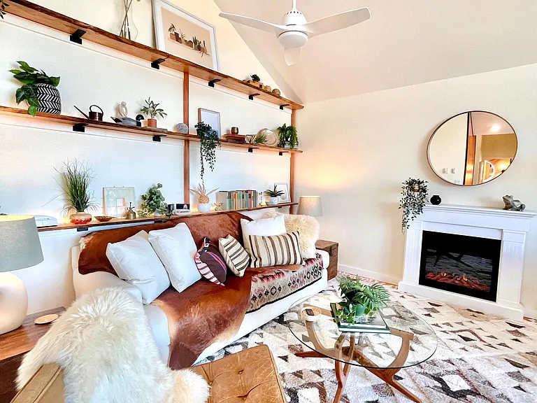 Living room and electric fireplace