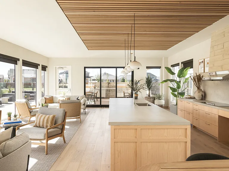 Pool-house lounge with catering kitchen.