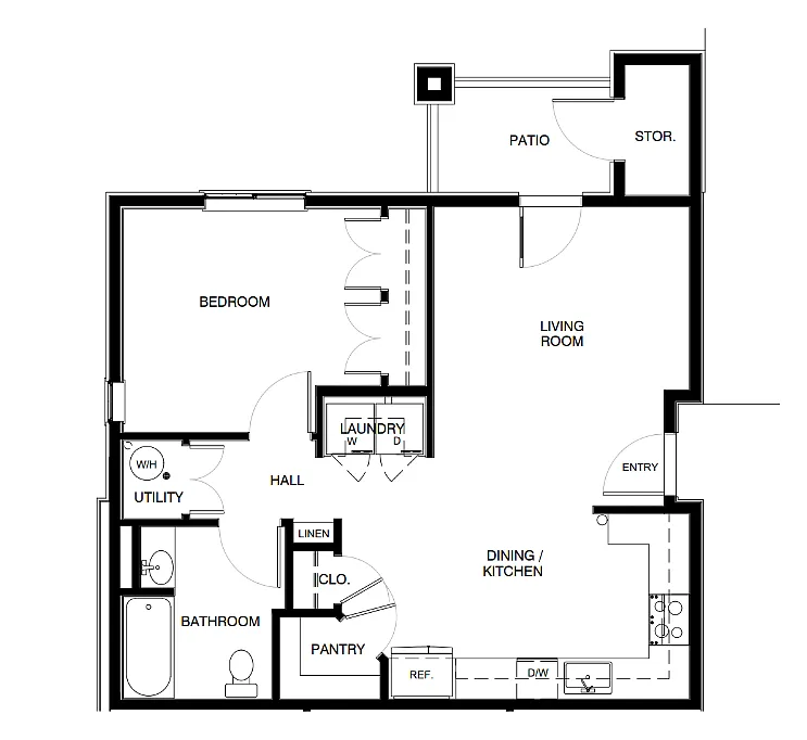 Floor plan 1-BEDROOM (1A)