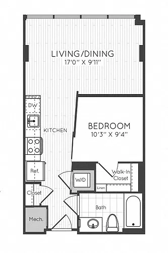 Floor plan 1 Bed/1 Bath