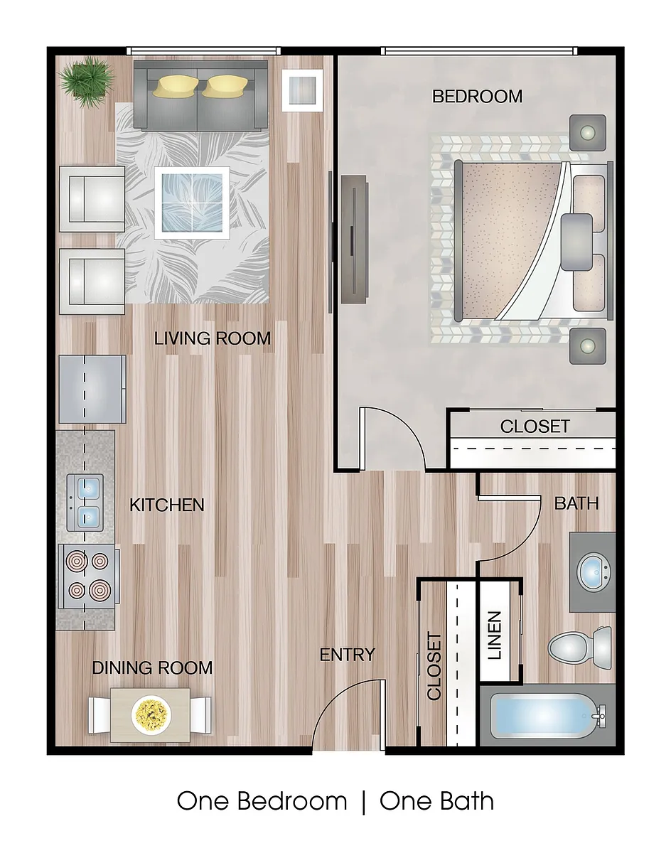 Floor plan One Bed One Bath - HOME Unit