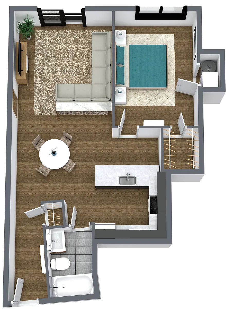 Floor plan Valley Green - 1 Bedroom Distinct