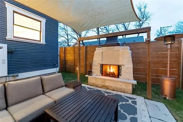 Shared outdoor fireplace.