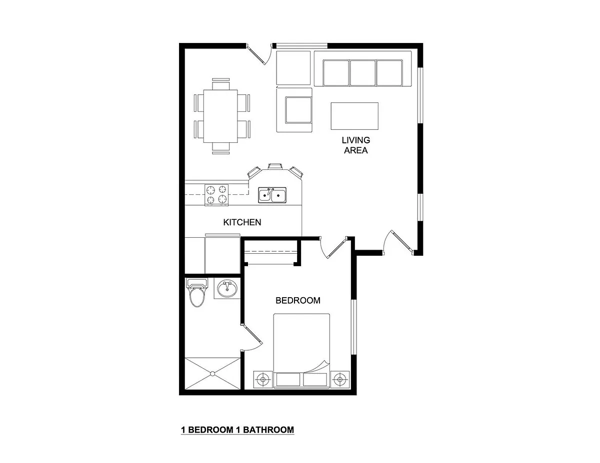 Floor plan 1 Bedroom, 1 Bathroom